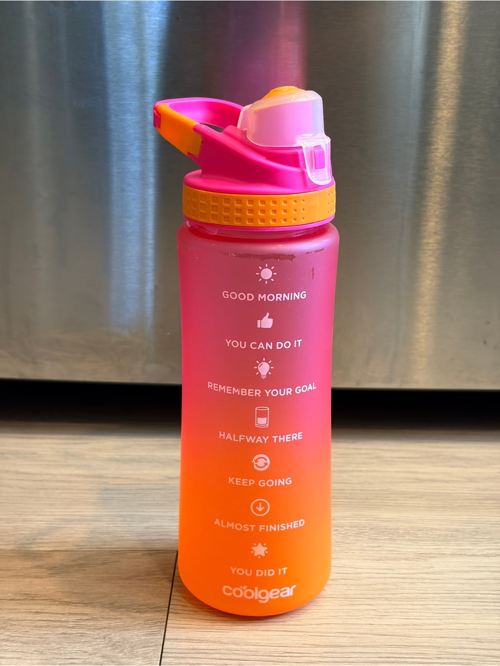 Cool Gear Motivational Gradient 28oz Water Bottle - Pink to Orange